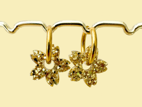 Boucles d'oreilles Fleurs Tiaré Pailletées
