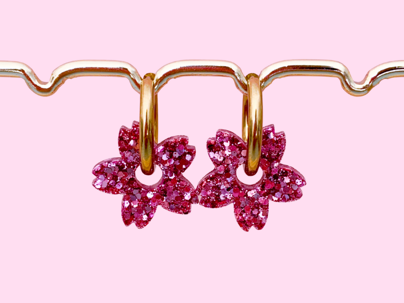 Boucles d'oreilles Fleurs Tiaré Pailletées