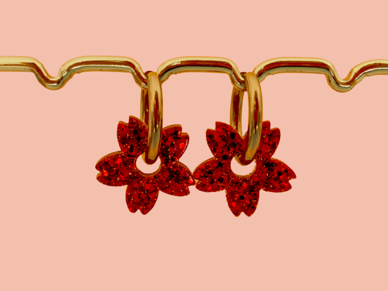 Boucles d'oreilles Fleurs Tiaré Pailletées