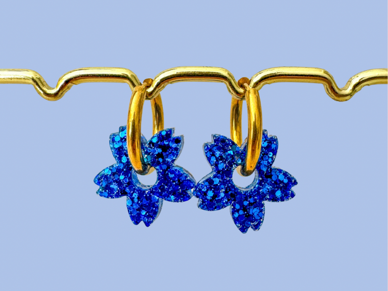 Boucles d'oreilles Fleurs Tiaré Pailletées