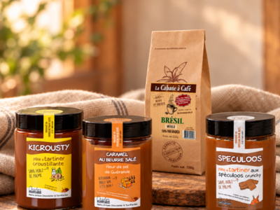 Assortiment de pâtes à tartiner et café