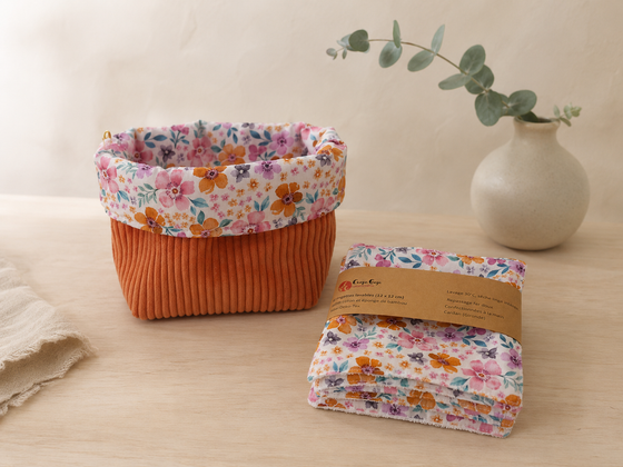 Ensemble panier et 6 lingettes beauté