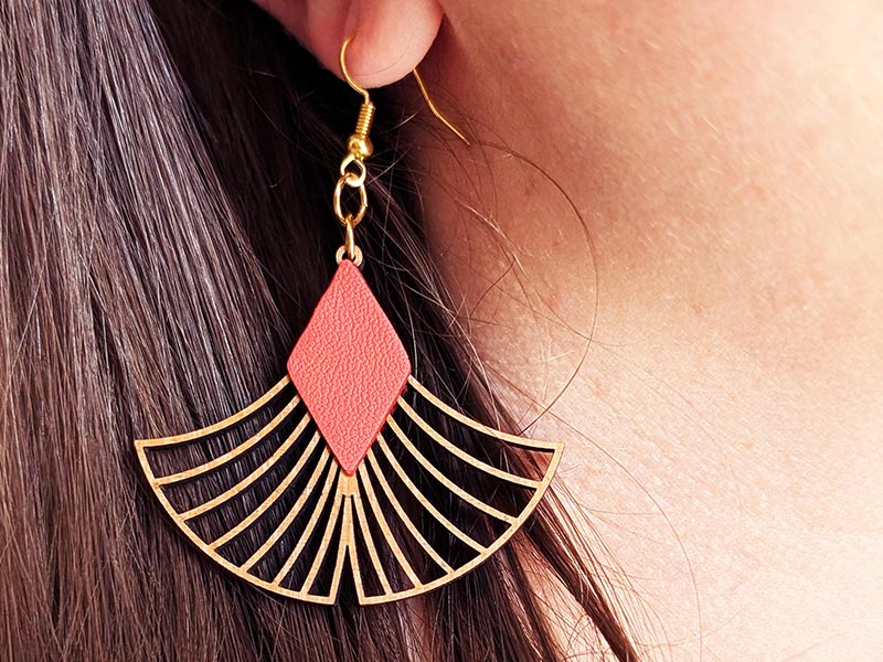 Boucles d'oreilles GINKGO en bois