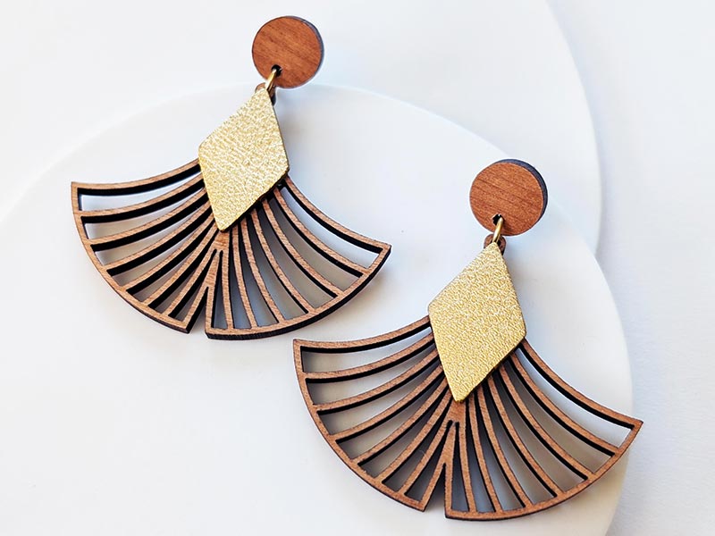 Boucles d'oreilles GINKGO en bois