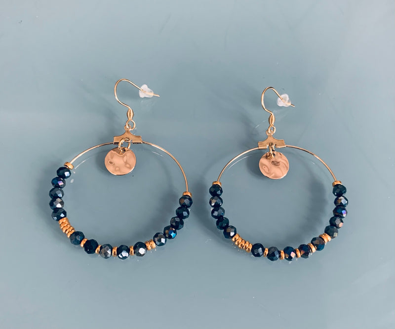 Ensemble collier, bracelet et créoles hématite