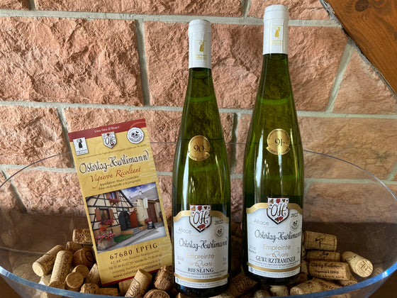 Coffret vin d'Alsace 2 bouteilles blanc AOC Gewurztraminer et Riesling
