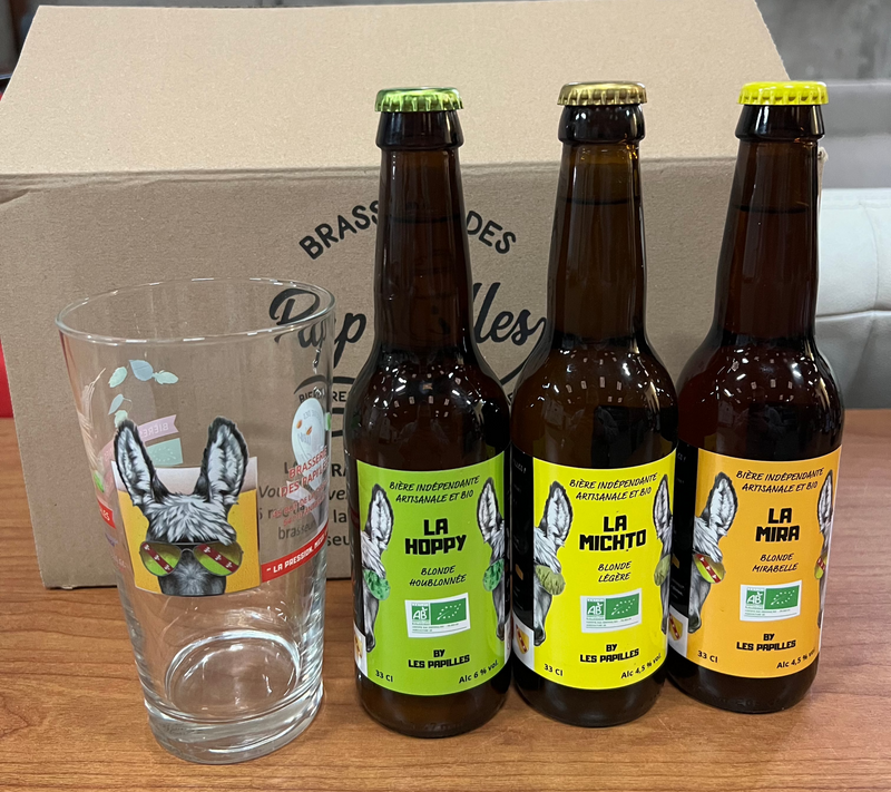 3x33cl bières artisanales lorraines avec un verre 33cl