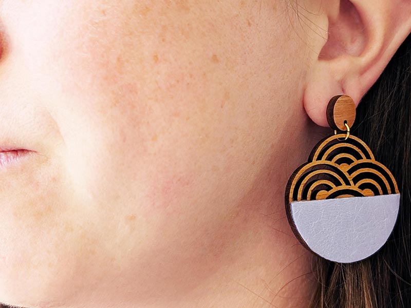 Boucles d'oreilles KUMO en bois et cuir