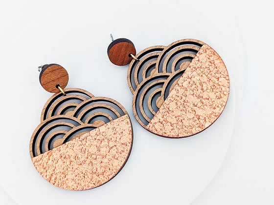 Boucles d'oreilles KUMO en bois et cuir