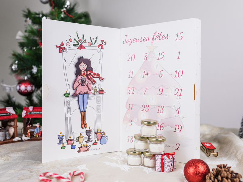 Calendrier De L'Avent 2025 Bougies Parfumées - 24 Bougies Chauffe-Plat Soja - Multi Parfums