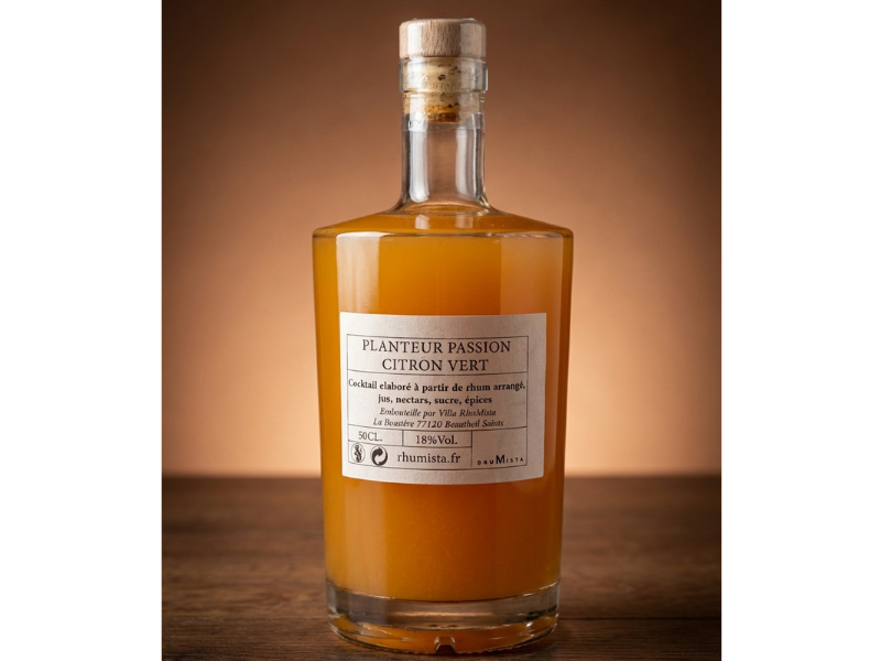 Une bouteille de planteur Passion Citron Vert 18%Vol. 50Cl