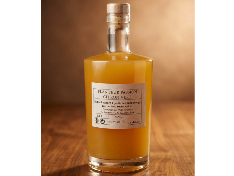 Une bouteille de planteur Passion Citron Vert 18%Vol. 50Cl