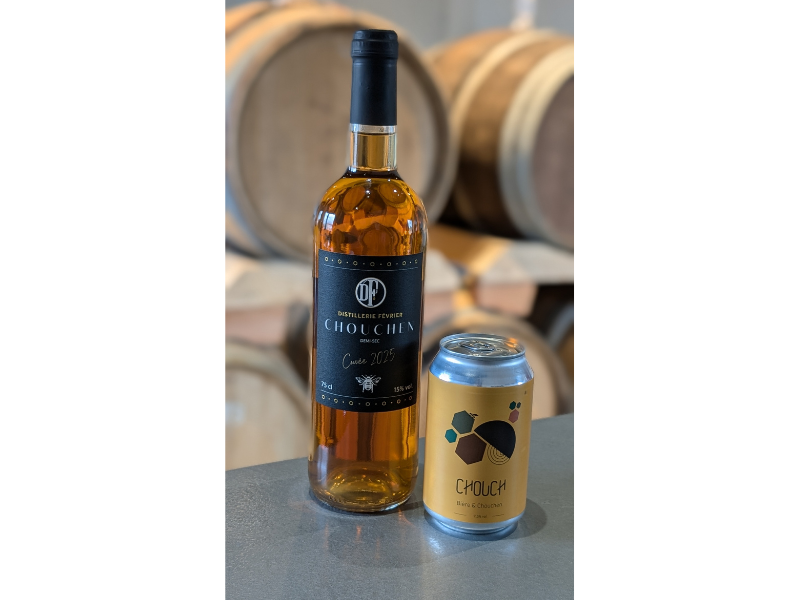 Une bouteille de chouchen et 2 bières au chouchen