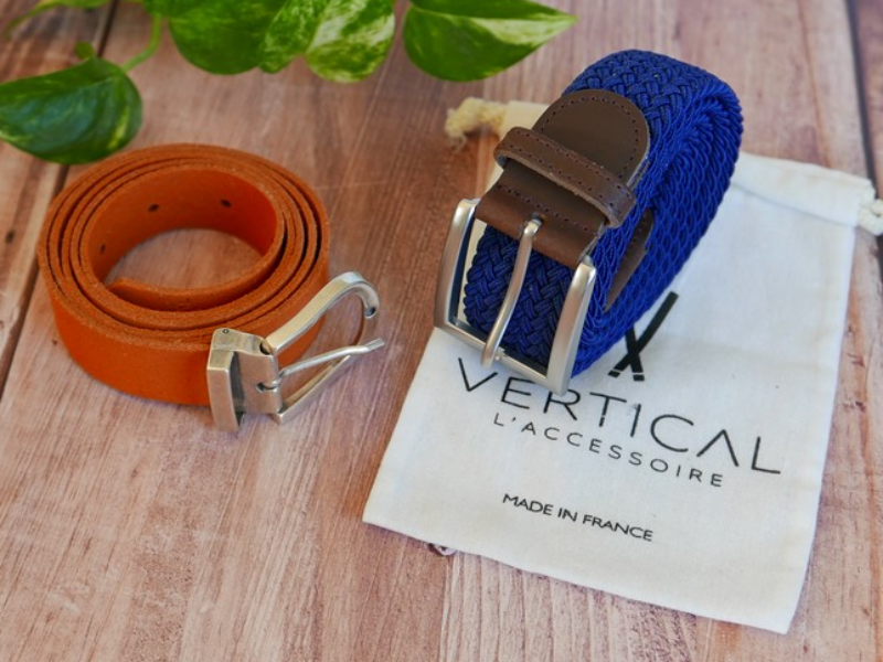 Lot de deux ceintures : 1 ceinture cuir et 1 ceinture tressée