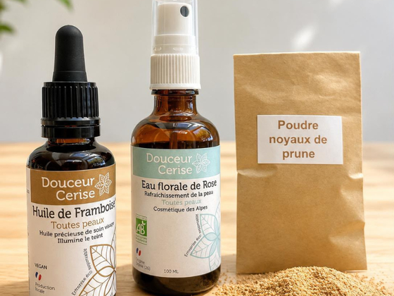 Coffret 3 soins visage : framboise, rose, prune