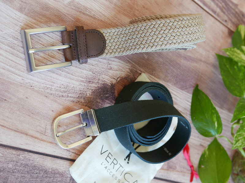 Lot de deux ceintures : 1 ceinture cuir et 1 ceinture tressée