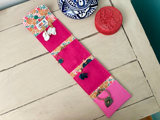 Mini trousse à bijoux en tissu, 4 compartiments