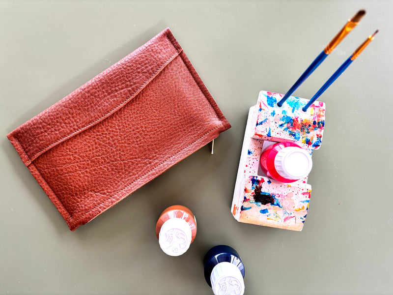 Pochette cuir de veau grainé 24cm