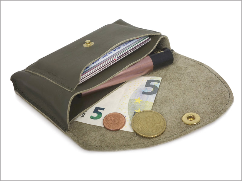 Portefeuille porte-monnaie femme cuir véritable paillettes peintes à la main