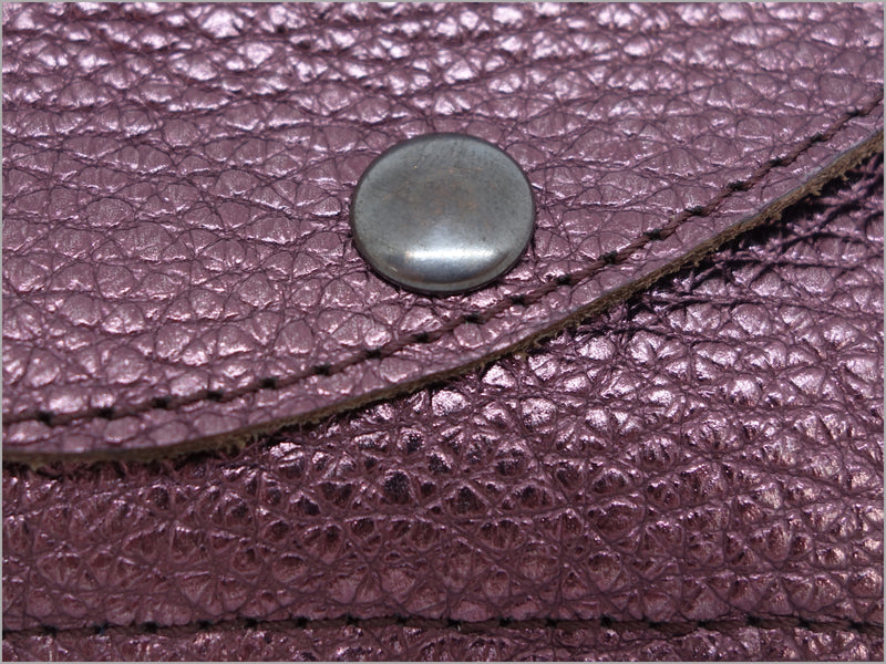 Portefeuille porte-monnaie femme cuir grainé métallisé