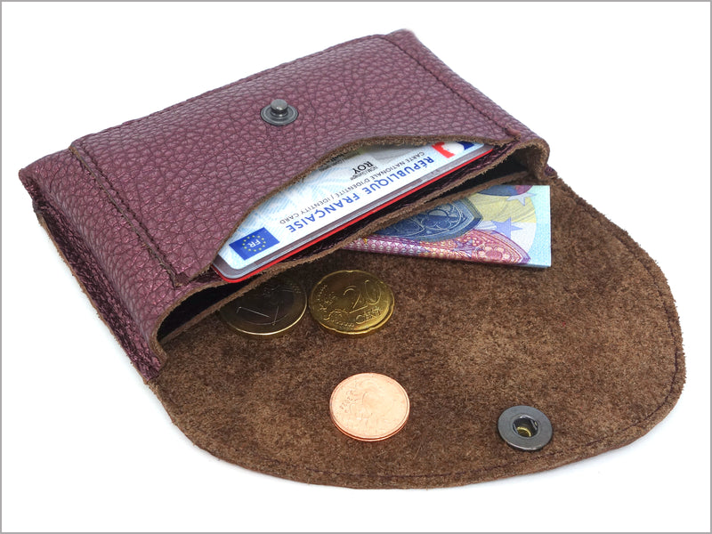 Portefeuille porte-monnaie femme cuir grainé métallisé