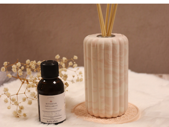 Un coffret diffuseur capillarité et son plateau