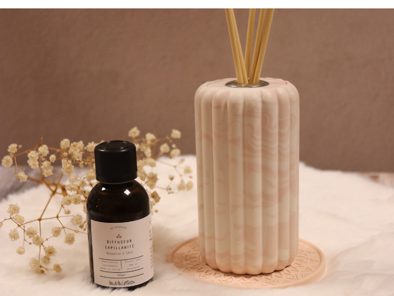 Un coffret diffuseur capillarité et son plateau