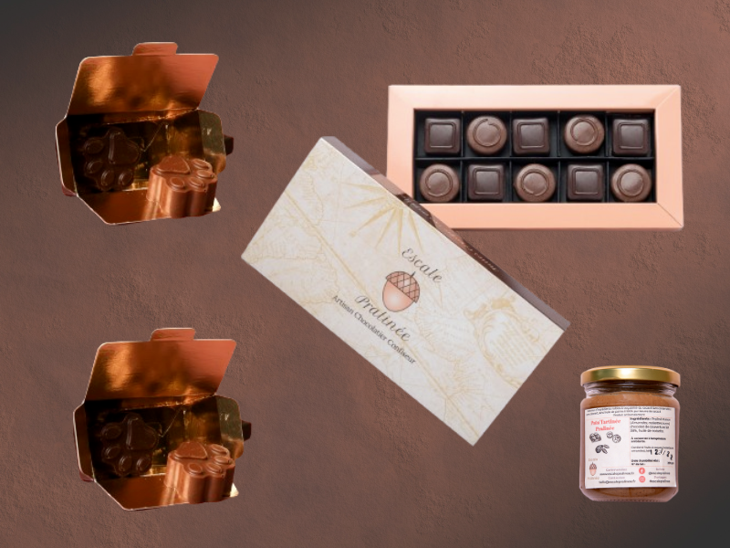 La Gourmande : coffret pralinés, ballotin chocolaté et pâte à tartiner maison