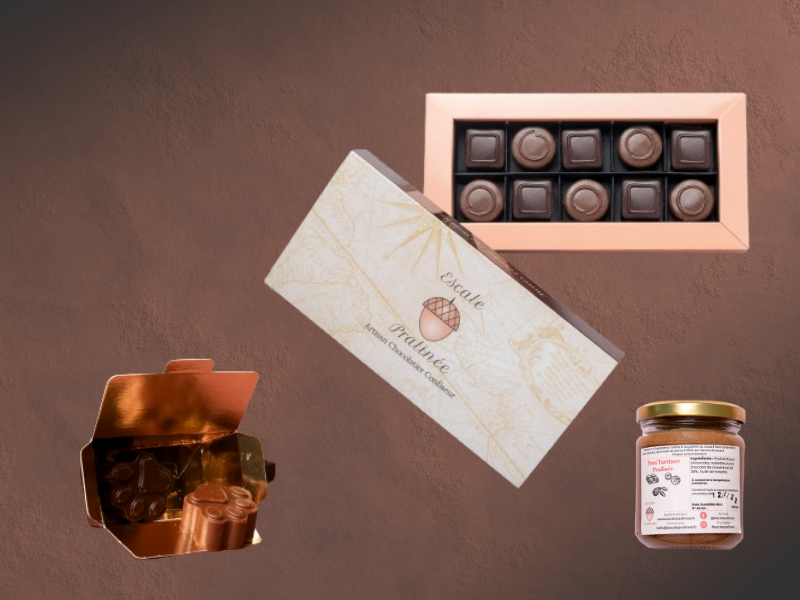 La Gourmande : coffret pralinés, ballotin chocolaté et pâte à tartiner maison