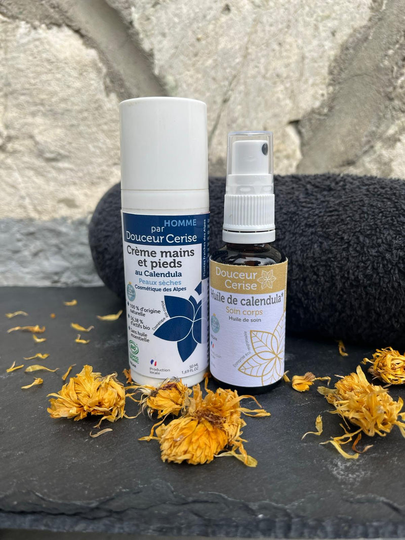 Soin pour les Mains Homme – Crème Mains et Pieds & Huile de Calendula 30mL