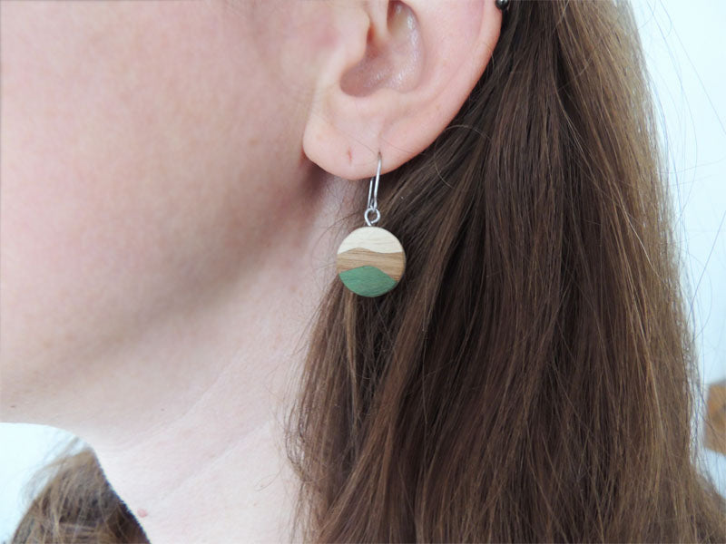 Boucle d'Oreille en Marqueterie Bois Leila