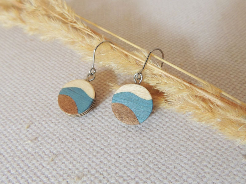 Boucle d'Oreille en Marqueterie Bois Leila