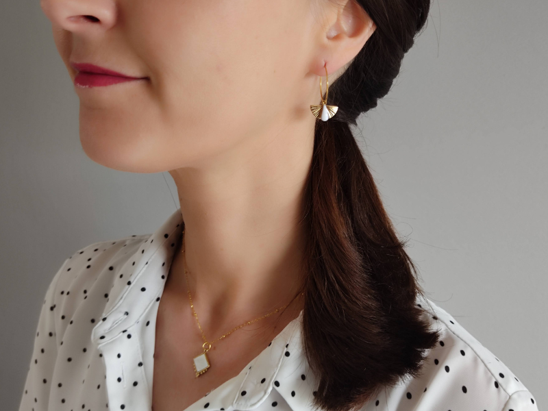 1 Paire de boucles d'oreilles créoles éventail