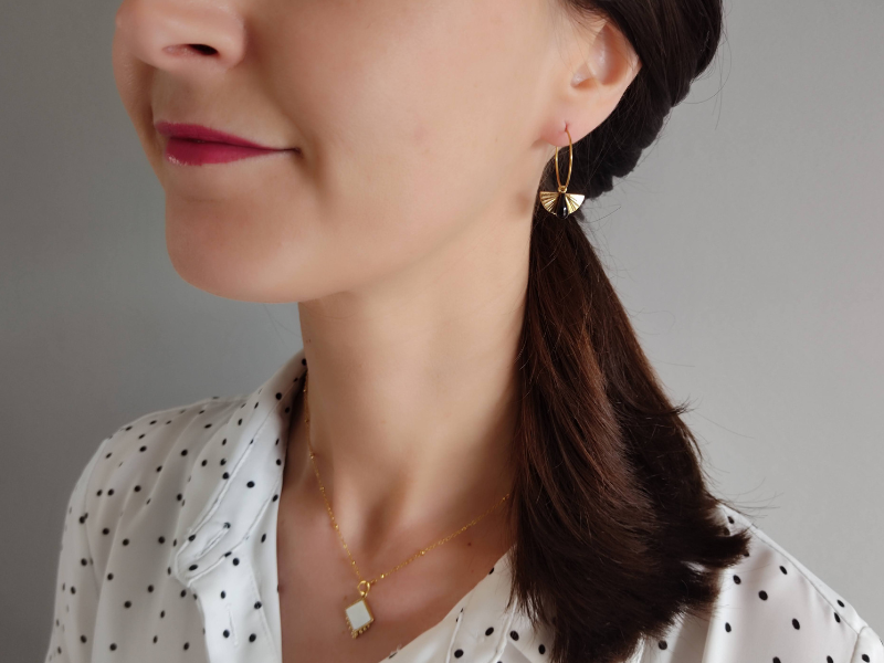 1 Paire de boucles d'oreilles créoles éventail