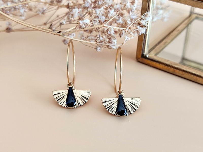 1 Paire de boucles d'oreilles créoles éventail