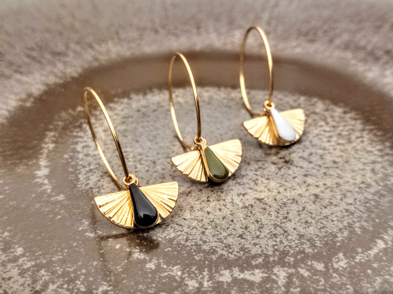 1 Paire de boucles d'oreilles créoles éventail