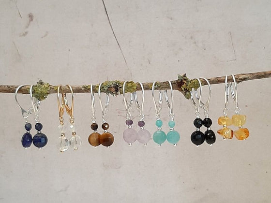 Boucles d’Oreilles Pierres Naturelles et Argent 925 Maya