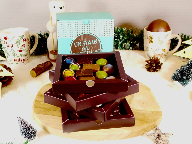 Coffret gourmand: bonbon chocolaté, Médaille de Dax en chocolat, Orangettes maison