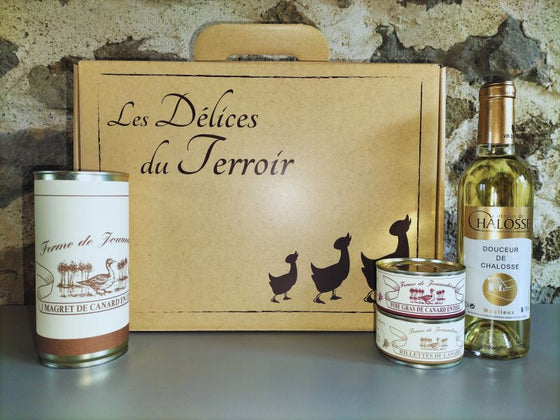 Coffret Dégustation : Foie gras, confit, rillettes et vin