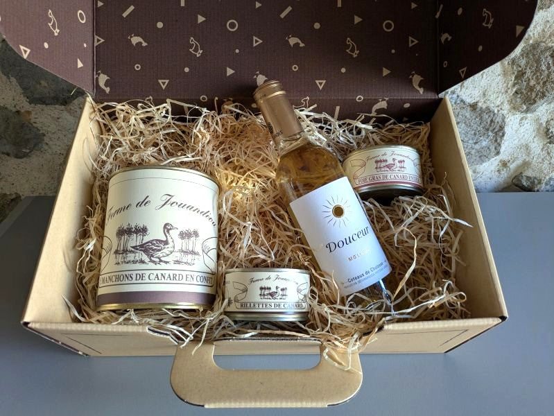 Coffret Dégustation : Foie gras, confit, rillettes et vin