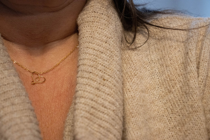 Collier coeur sur chaine chaine