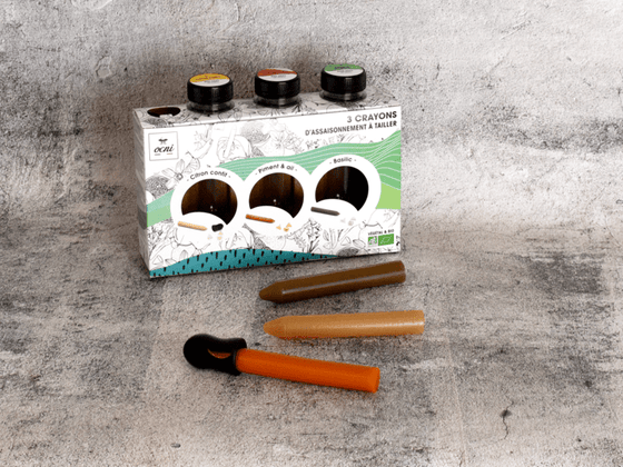 Coffret 3 Assaisonnements à tailler Découverte : Citron confit, Basilic, Piment & ail