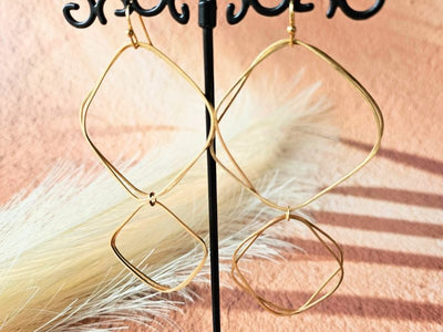 Boucles oreilles longues 4 carrés