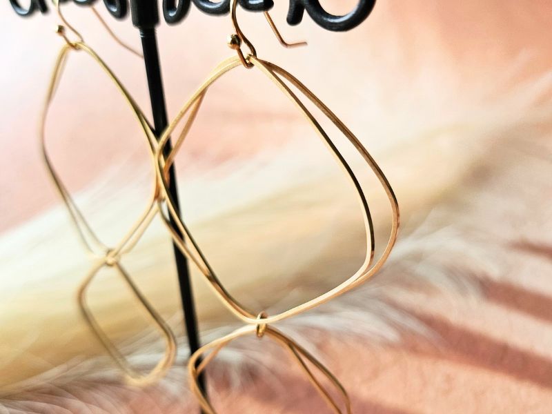 Boucles oreilles longues 4 carrés