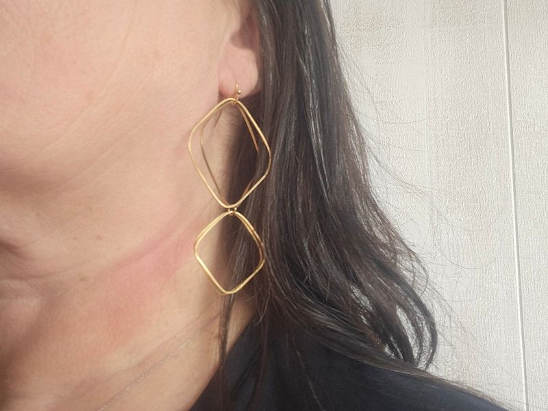 Boucles oreilles longues 4 carrés