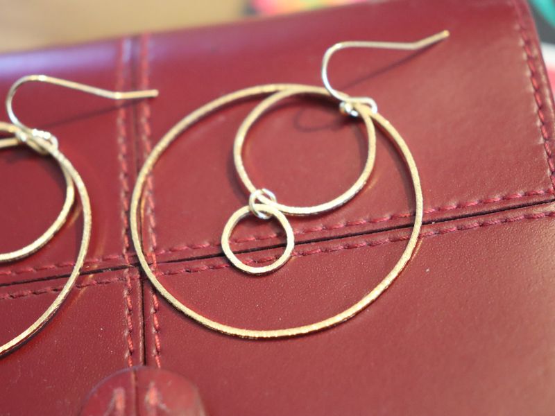 Boucles oreilles pendantes 3 cercles texturés