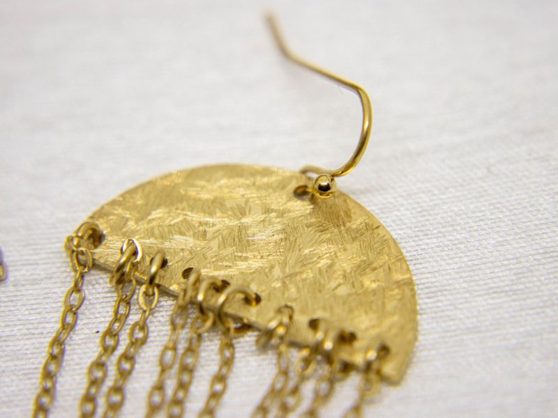Boucles d'oreilles méduse longue, dorée à l'or fin 24K