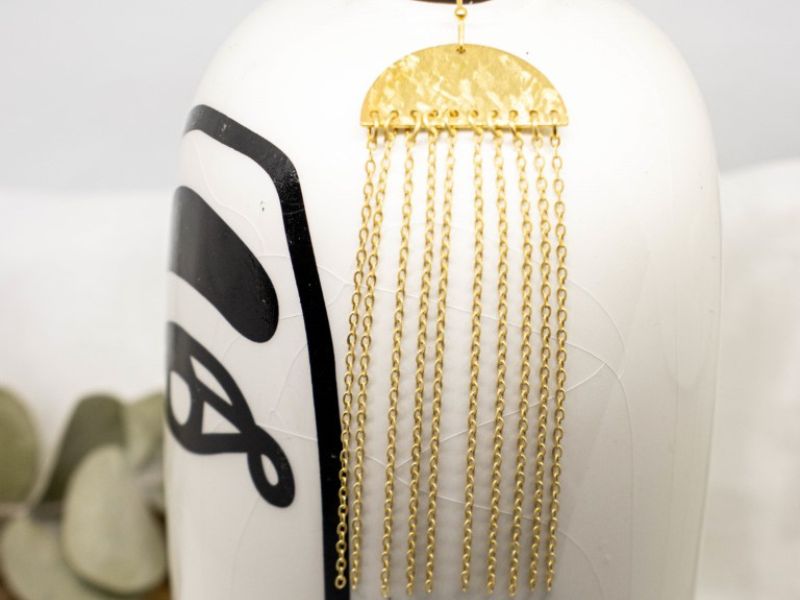 Boucles d'oreilles méduse longue, dorée à l'or fin 24K