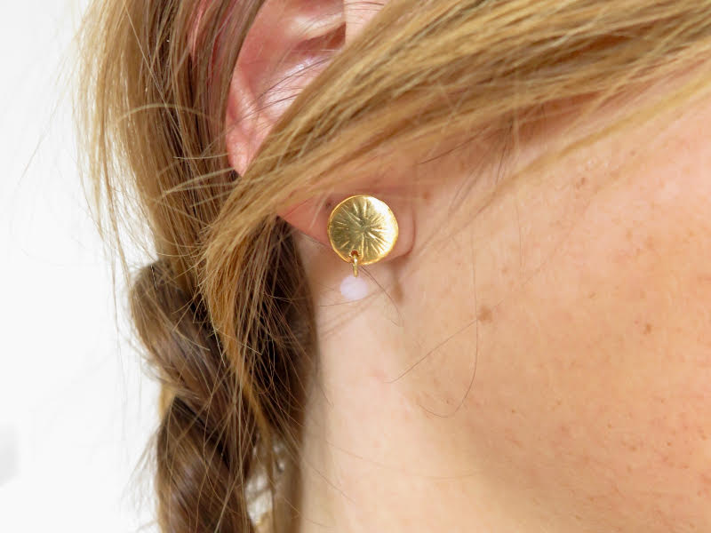 Boucles d’oreilles pastille or et perle de verre