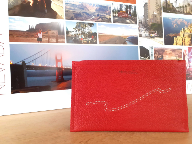 Lot de 2 pochettes cuir de veau grainé